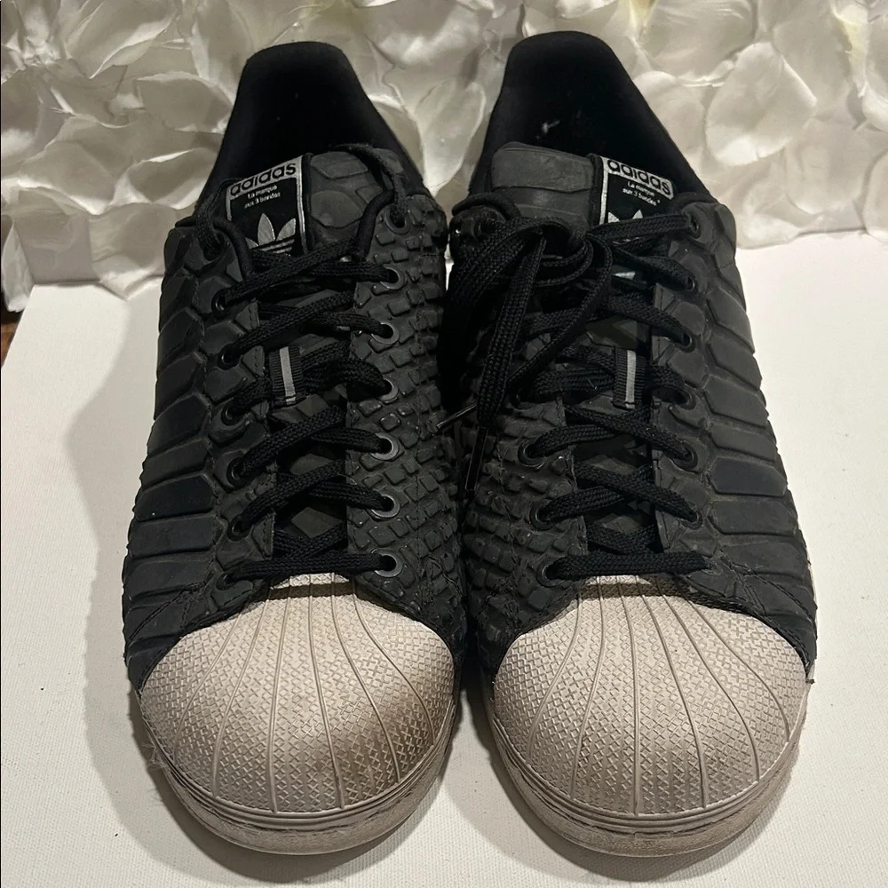 Adidas Black and White Textured Sneakers